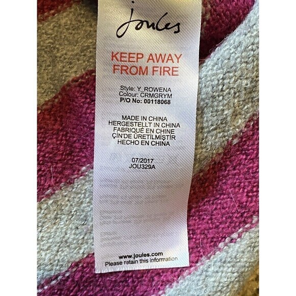 Joules Sweater Size 4 Rowena Boat Neck Jumper Grey Pink Striped Pull On NEW - Picture 6 of 8